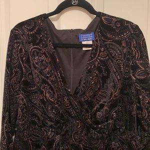 Signature Collection By Vicki Wayne MIDI 16W Black Paisley Design Velvet